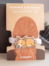 Резинка для волос ECO из дерева SLEEPING CORGI