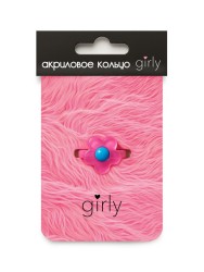 Кольцо акриловое GIRLY "Pink flower", pink (d=1,7 см)