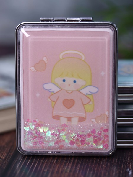 Зеркало-шейкер раскладное "Little angel", pink (8*6 см) 