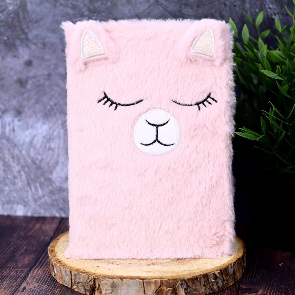 Блокнот плюшевый «Pink lama» с ушками 