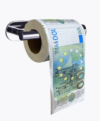 Сувенирная туалетная бумага «100 евро», двухслойная, 25 м (10х9,5 см)