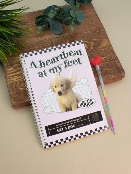 Блокнот на спирали (А5) "A heartbeat at my feet", pink (14.5*21) 