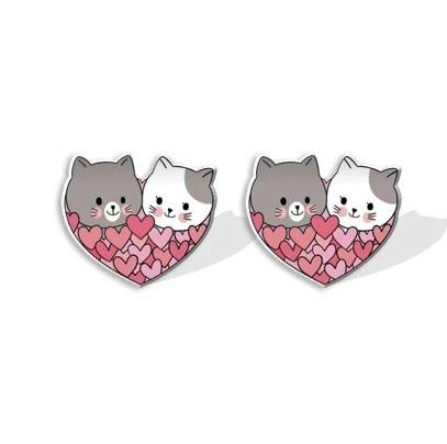 Серьги-клипсы GIRLY "Two cats" 