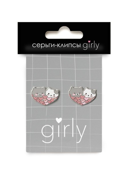 Серьги-клипсы GIRLY "Two cats" 