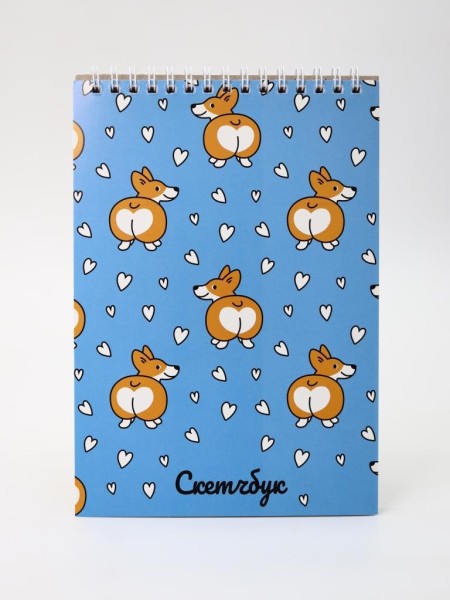 Скетчбук "Сorgi love" 14х20 см,  плотность 100 гр 