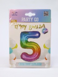Шар фольгированный "Multicolour numbers" цифра 5, (80 см)