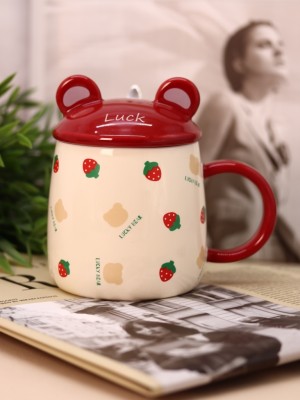 Кружка «Lucky bear», strawberry beige (390 ml)