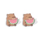 Серьги-клипсы GIRLY "Capybara with watermelon"