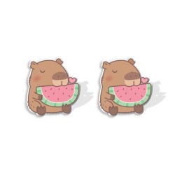 Серьги-клипсы GIRLY "Capybara with watermelon"