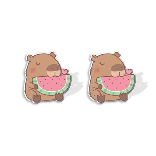 Серьги-клипсы GIRLY "Capybara with watermelon" 