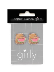 Серьги-клипсы GIRLY "Capybara with watermelon"