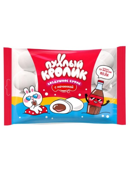 Воздушное суфле" "ПУХЛЫЙ КРОЛИК" (Marshmallows) с начинкой, со вкусом колы, 85 гр 