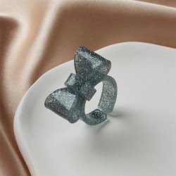 Кольцо акриловое GIRLY "Bow", black (d=1,8 см)