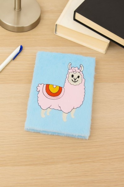 Блокнот плюшевый «Smiling lama», blue, 21,5х15 см, плотность 70 гр. 