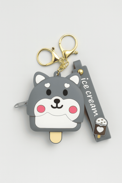 Брелок-кошелёк "Ice cream dog", grey (9*7 см) 