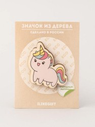 Значок ECO из дерева Lovely unicorn