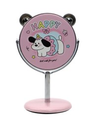 Зеркало настольное на ножке "Happy dog", розовое (10,5*18 см)