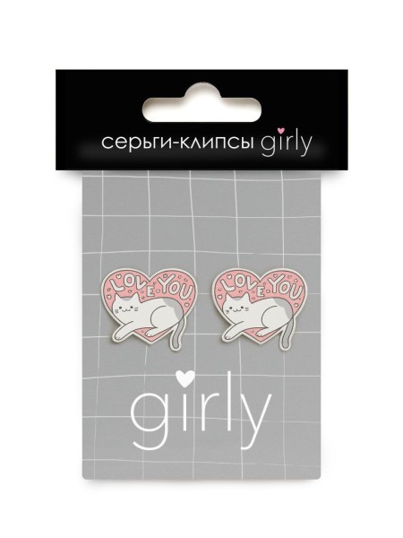 Серьги-клипсы GIRLY "Cat in the heart" 
