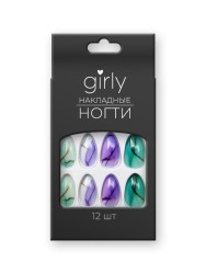 Накладные ногти GIRLY «Cote d'Azur», 12 шт., с клеевыми пластинами