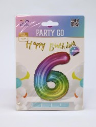 Шар фольгированный "Multicolour numbers" цифра 6, (80 см)