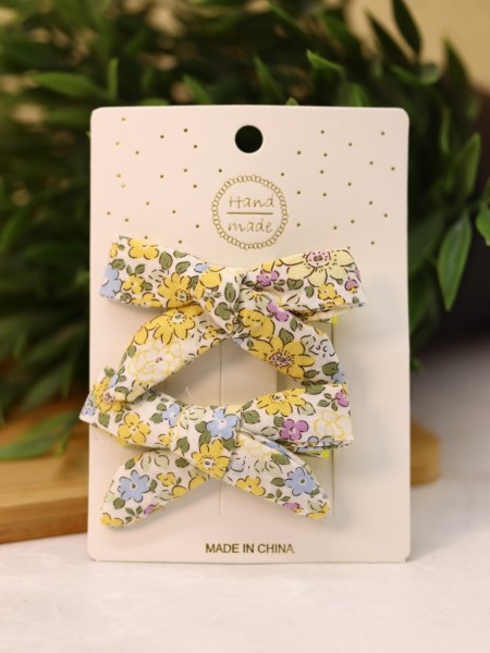 Набор заколок для волос "Flower bows", yellow, 2 шт. в наборе 