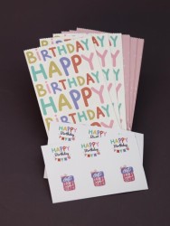 Набор подарочных пакетов+наклейки (6 шт.) "Happy birthday", 19*8*6