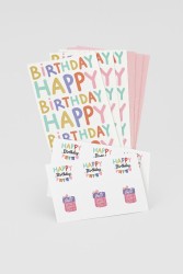 Набор подарочных пакетов+наклейки (6 шт.) "Happy birthday", 19*8*6