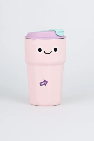 Термокружка «Funny face», pink (450 мл) 