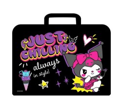 Папка для тетрадей A4 "Kuromi", чёрная, на молнии (34*24,5*7,5 см)