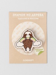 Значок ECO из дерева Rainbow Sloth