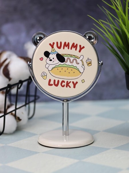 Зеркало настольное на ножке "Happy dog", жёлтое (10,5*18 см) 