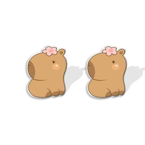 Серьги-клипсы GIRLY "Capybara with a flower" 