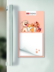 Магнитный блок для заметок  ПО-ПЛАНУ. "Dog vibe", плотность 80 г.