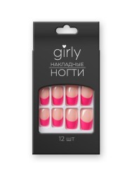 Накладные ногти GIRLY «Pink French», 12 шт., с клеевыми пластинами