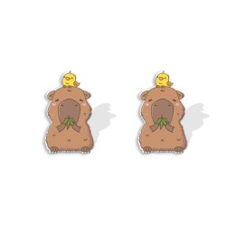 Серьги-клипсы GIRLY "Capybara with a chicken"