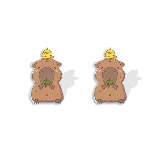 Серьги-клипсы GIRLY "Capybara with a chicken" 