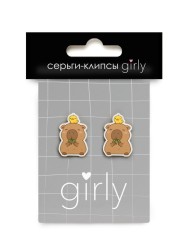 Серьги-клипсы GIRLY "Capybara with a chicken"