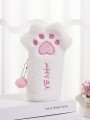 Пенал плюшевый "Pink paw", white (20*10 см)
