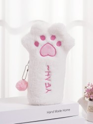 Пенал плюшевый "Pink paw", white (20*10 см)