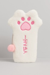 Пенал плюшевый "Pink paw", white (20*10 см)