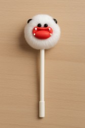 Ручка с помпоном "Big lipst", white