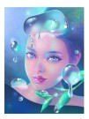 Алмазная мозаика картина стразами "Девушка с каплями", 15х20 см