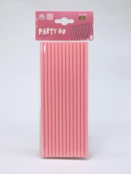 Трубочки одноразовые для напитков 25 шт. "Party go", pink (197 мм)