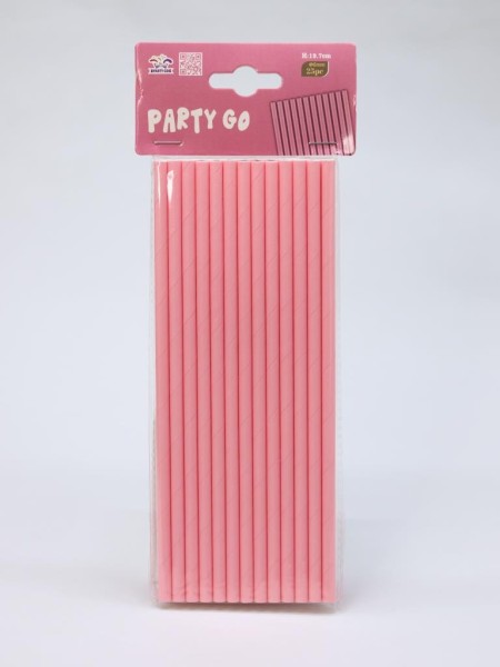 Трубочки одноразовые для напитков 25 шт. "Party go", pink (197 мм) 