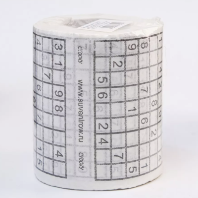 Сувенирная туалетная бумага «Судоку», двухслойная, 25 м (10х9 см)