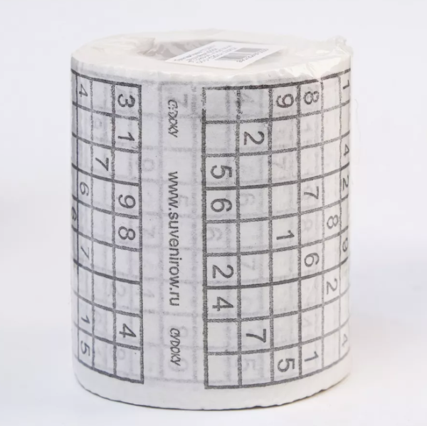 Сувенирная туалетная бумага «Судоку», двухслойная, 25 м (10х9 см) 