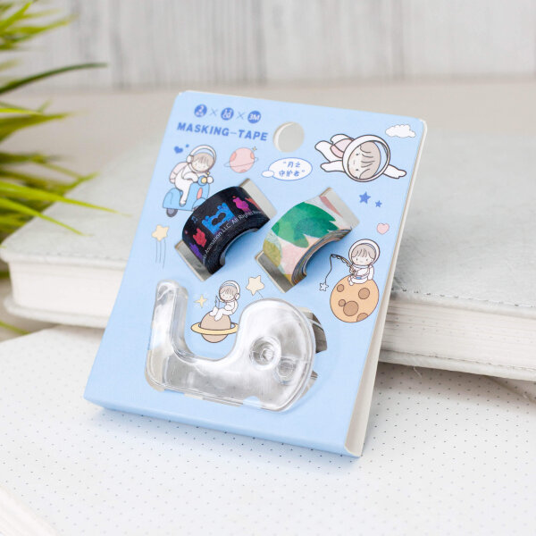 Набор декоративного скотча с диспенсером "Boy space", blue 