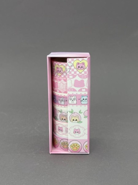 Набор декоративного скотча 6 шт. "Funny buddies", pink (1,5см*2м) 