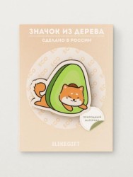 Значок ECO из дерева Shiba inu Avo Head