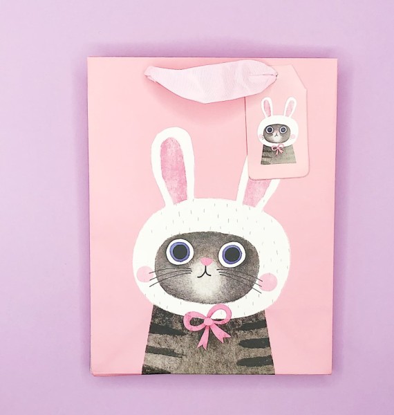 Пакет подарочный "Cat", pink S 